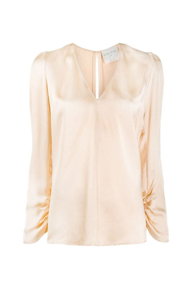 Viscose Cloquet Satin V Neck Shirt-Shirt-forte_forte-Debs Boutique